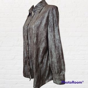 Chico's python print button down blouse size large